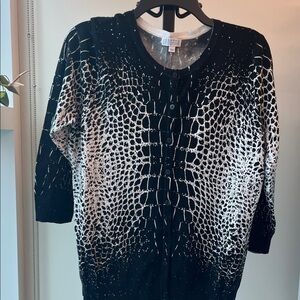 Joseph A Black and White Patterned Cardigan Buttons Down The Front